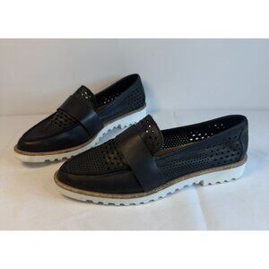 Crown Vintage Miaa Women Loafers Size 10 Black Perforated Flat Business Casual